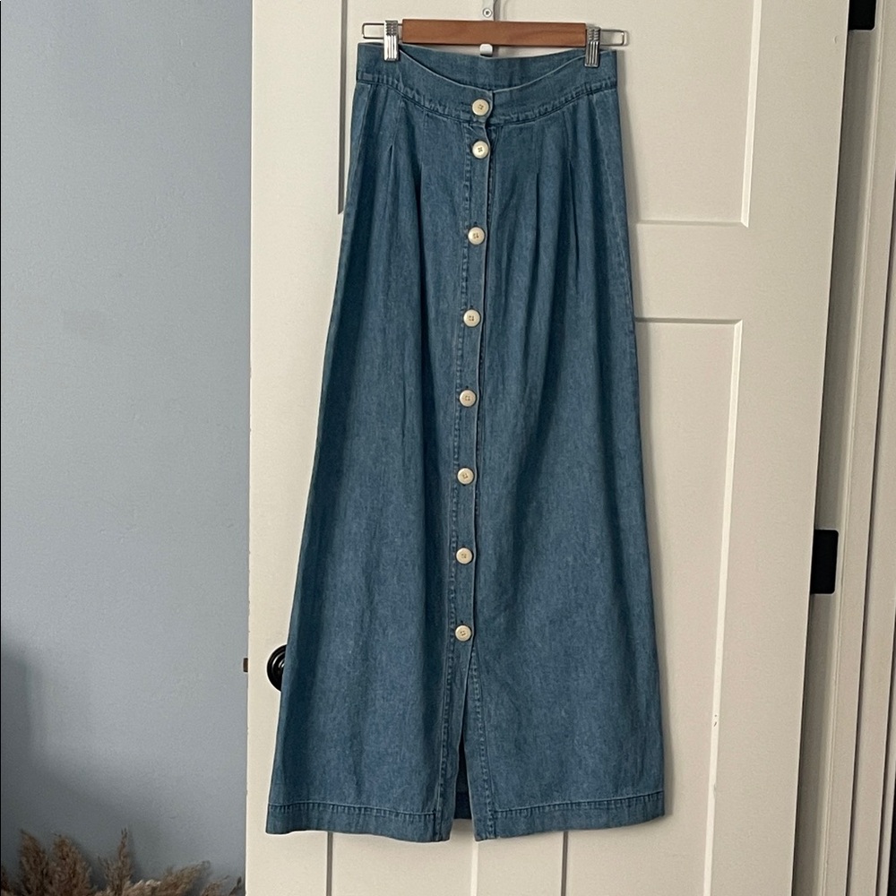 Ilana Kohn Denim Button-Down Maxi Skirt